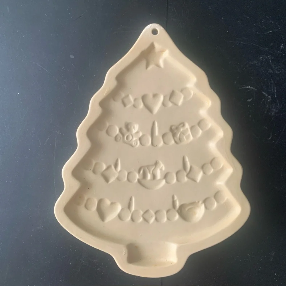 Vintage Brown Bag Cookie Art Stoneware 1986 Hill Design Craft Mold X-Mas Tree